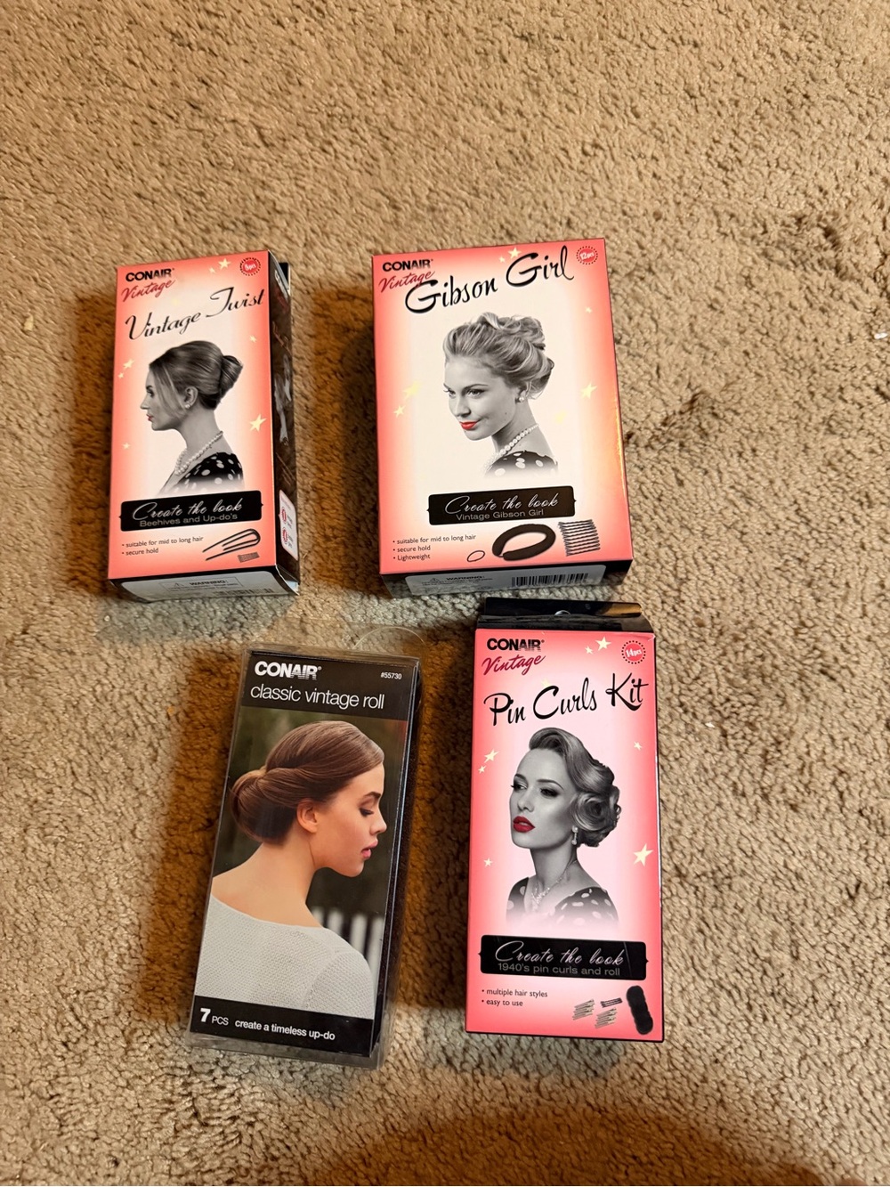 Conair Vintage Pin Curls Kit - Pink Retro Styling Set
